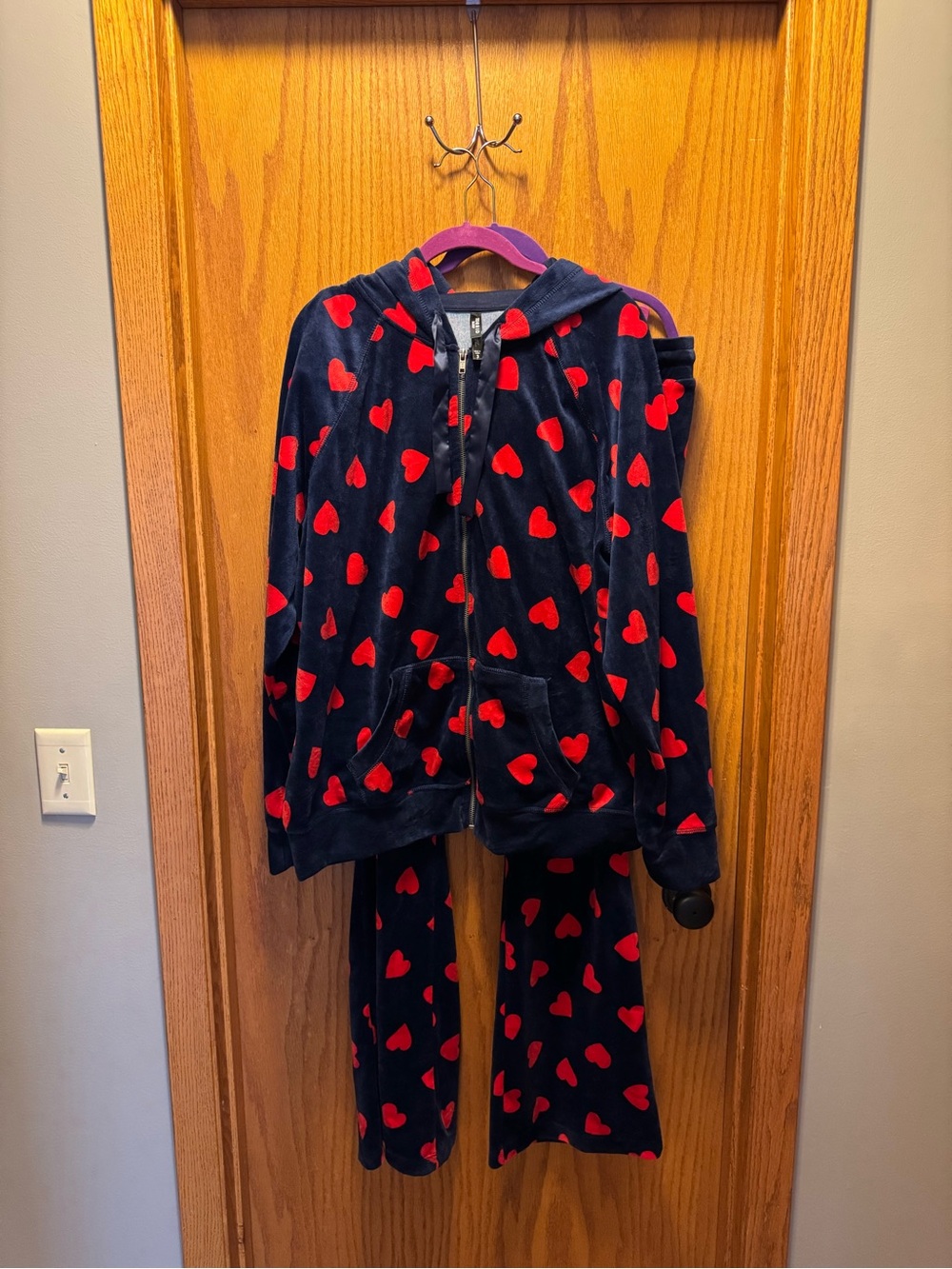 torrid Navy Fleece Pajama Set with Red Heart Print